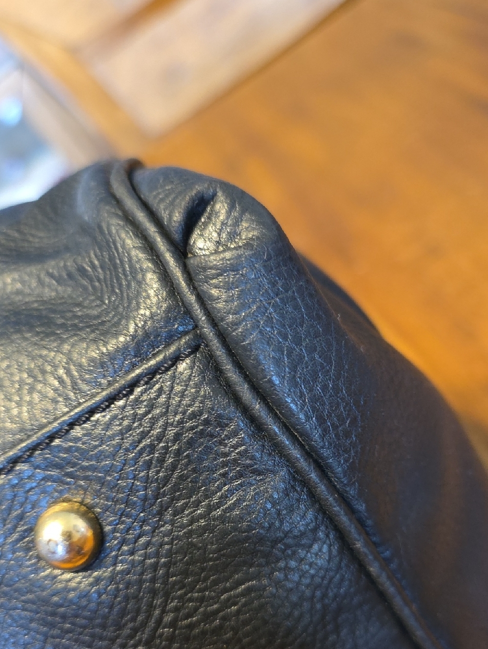 bebe Black Leather Shoulder Bag with Gold Chain Accents - Picture 13 of 16